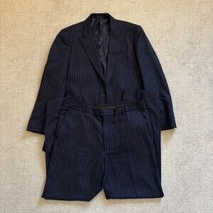 Jos. A. Bank Reserve Suit Mens 42L Navy Striped Vitale Barberis Canonico Super